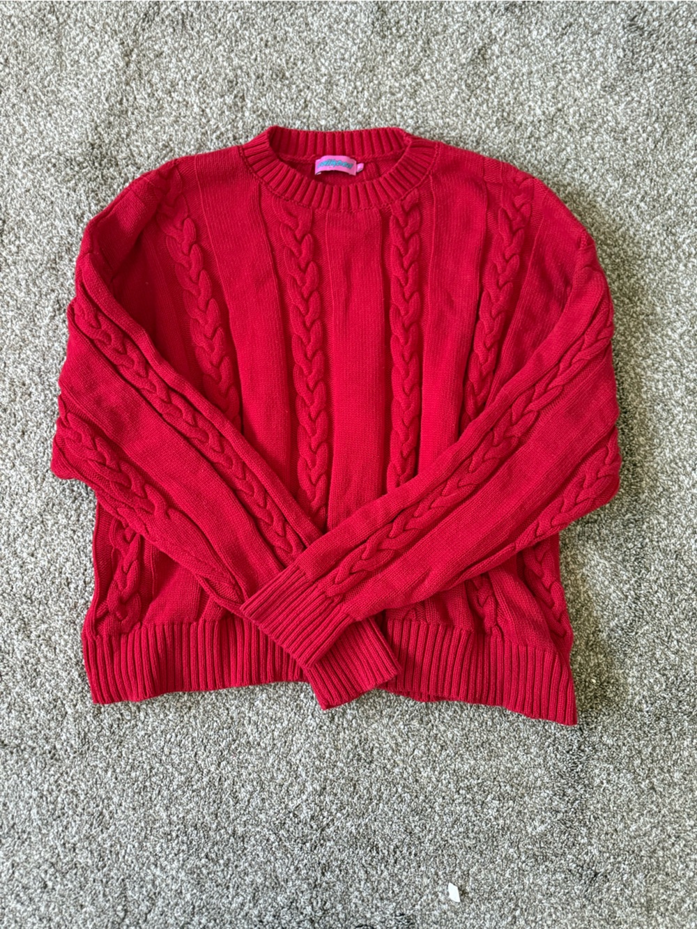 Edikted Red Cable Knit Off-Shoulder Women’s Sweater size m